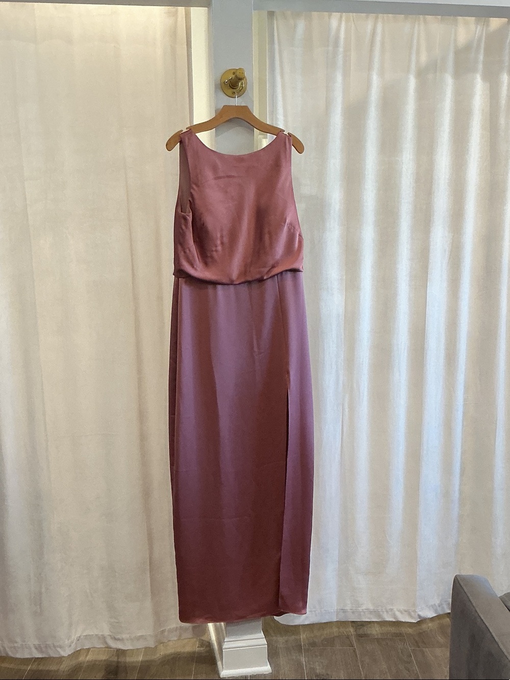 Sleeveless Mauve Satin Maxi Dress - Elegant Evening Gown